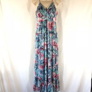 Candie's Crepe Beaded Floral Maxi Dress